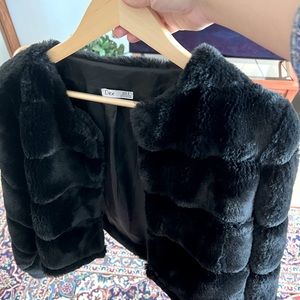 Soft Black Faux Fur Bolero